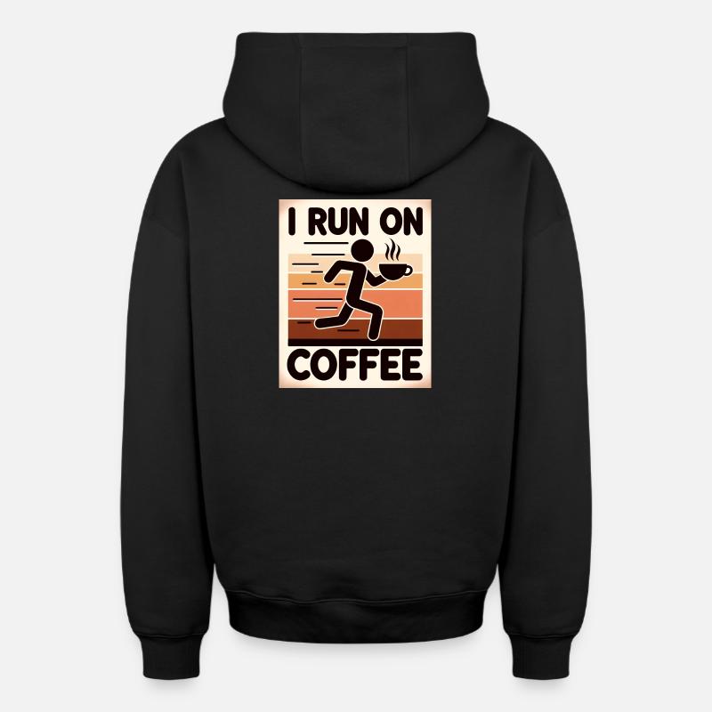Je carbure au café - Sweat à capuche unisexe zippé oversize épais SPREAD - noir