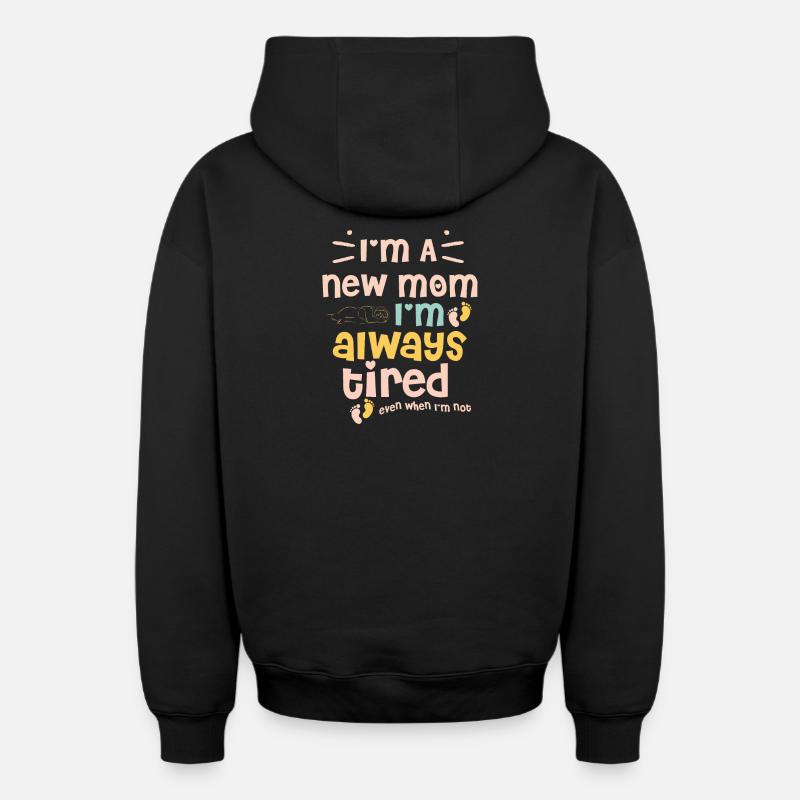 maman - Sweat à capuche unisexe zippé oversize épais SPREAD - noir