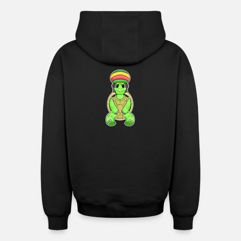 Tortue Rasta - Sweat à capuche unisexe zippé oversize épais SPREAD - noir