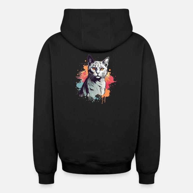 Chat gris mignon - Sweat à capuche unisexe zippé oversize épais SPREAD - noir