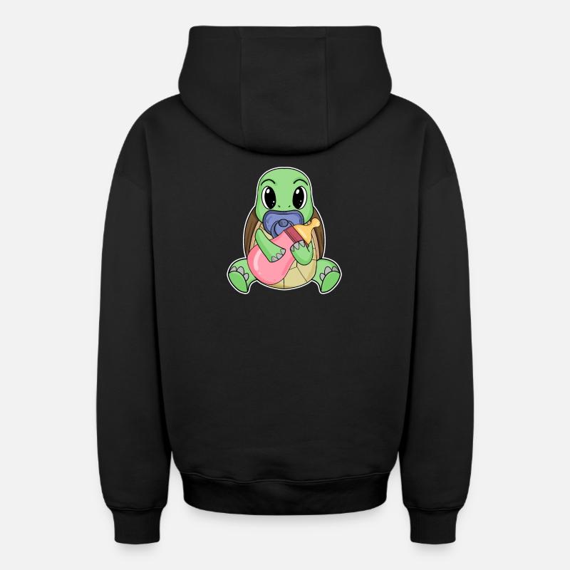 Bébé tortue - Sweat à capuche unisexe zippé oversize épais SPREAD - noir