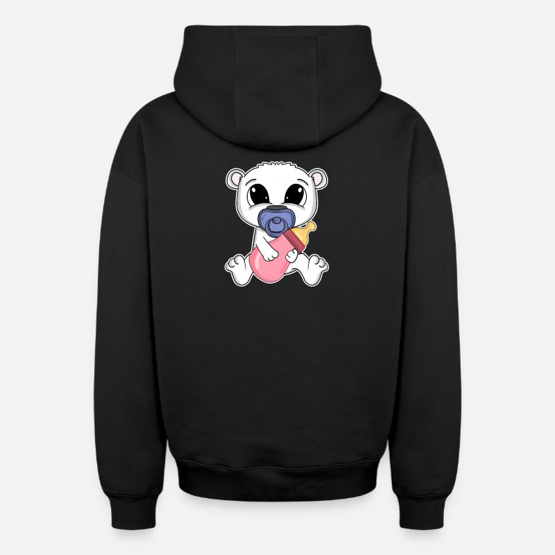 Bébé ours - Sweat à capuche unisexe zippé oversize épais SPREAD - noir