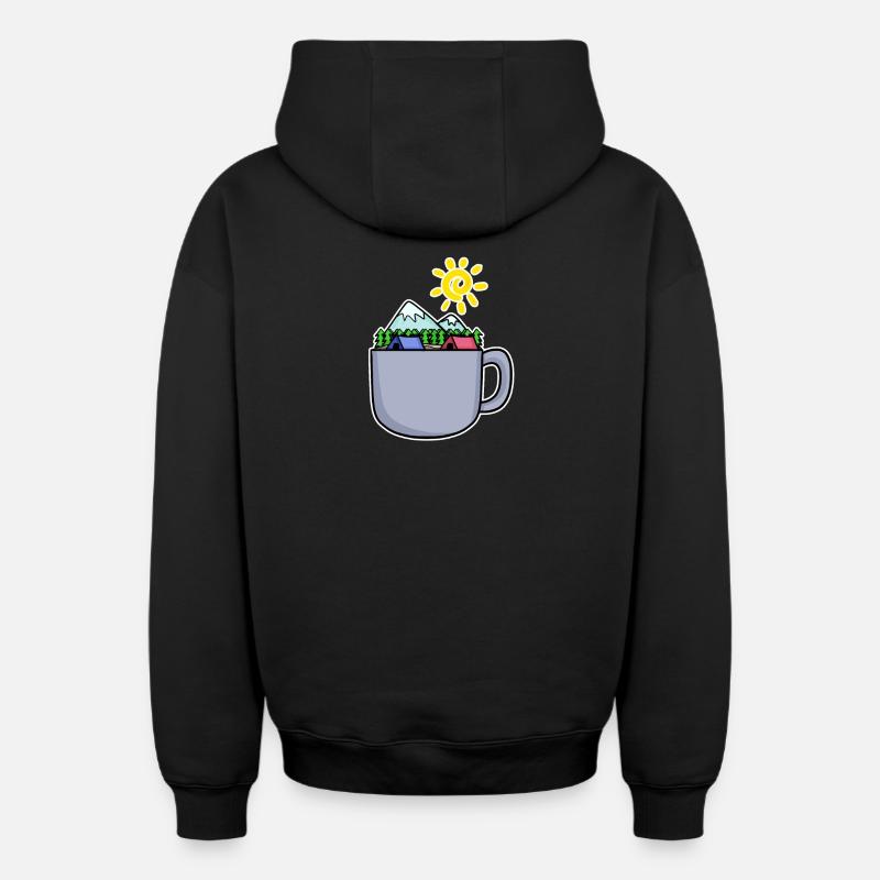 Café Mountain Mountains Summit - Sweat à capuche unisexe zippé oversize épais SPREAD - noir