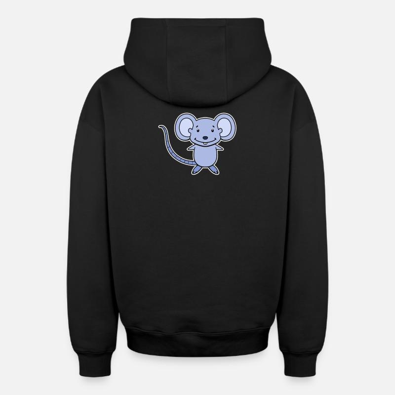 Dessin animé de souris - Sweat à capuche unisexe zippé oversize épais SPREAD - noir