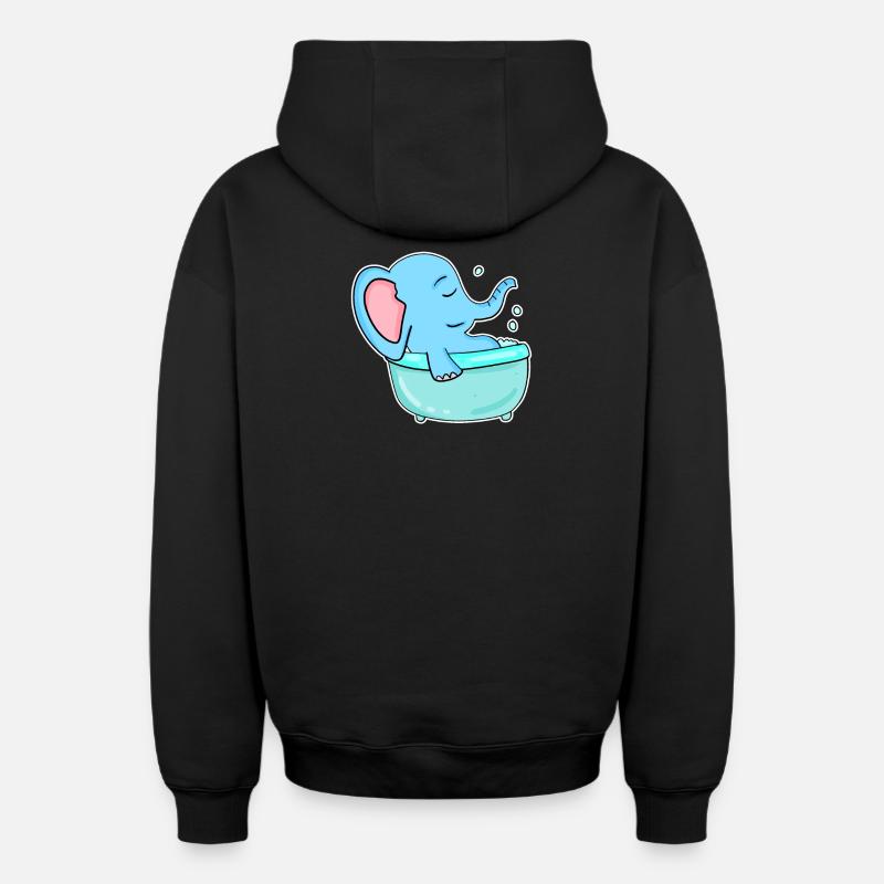Baignoire Elephant - Sweat à capuche unisexe zippé oversize épais SPREAD - noir
