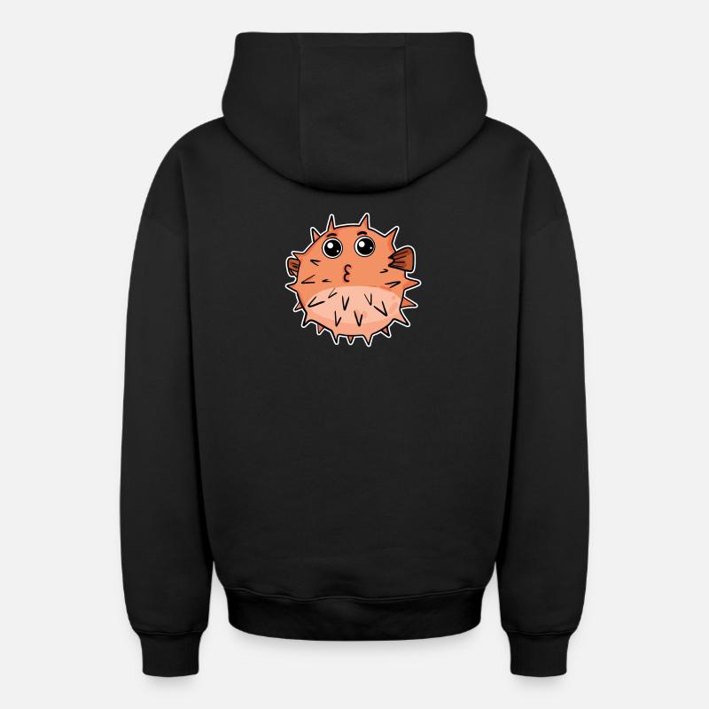 Poisson-globe - Sweat à capuche unisexe zippé oversize épais SPREAD - noir