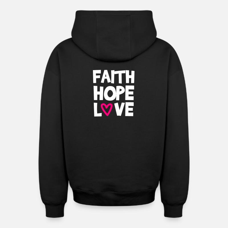 Foi Espérance Amour - Sweat à capuche unisexe zippé oversize épais SPREAD - noir