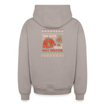 Pull de Noël moche - Sweat à capuche unisexe zippé oversize épais SPREAD - taupe - Dos - AI Model Male 178 light (178cm)