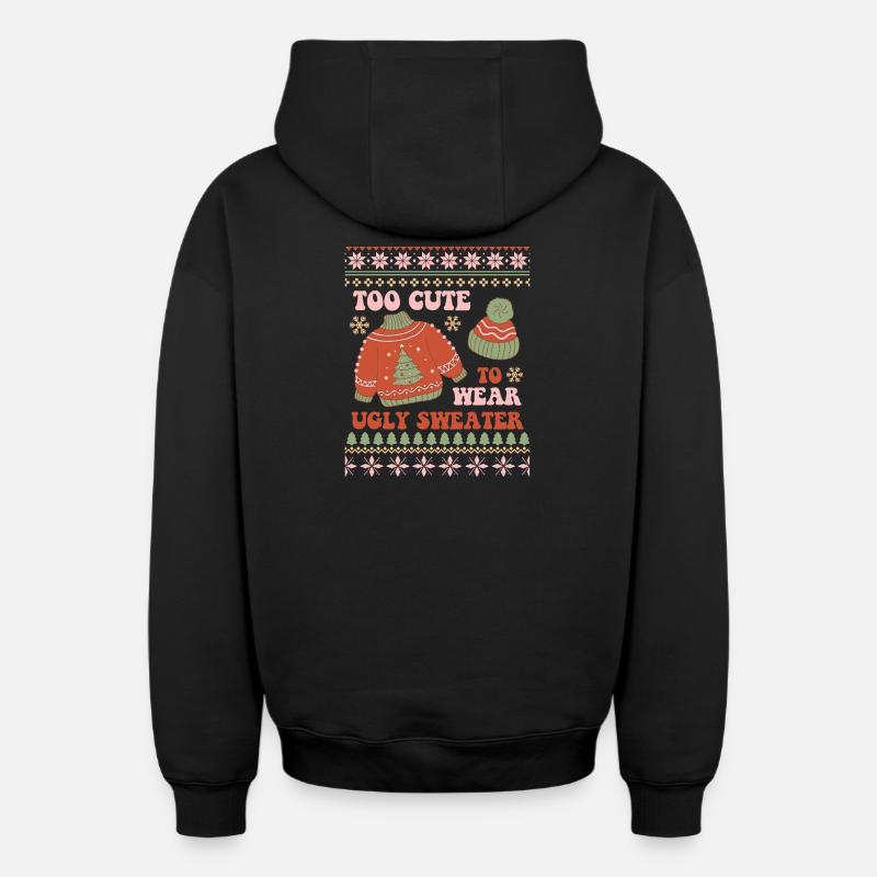Pull de Noël moche - Sweat à capuche unisexe zippé oversize épais SPREAD - noir