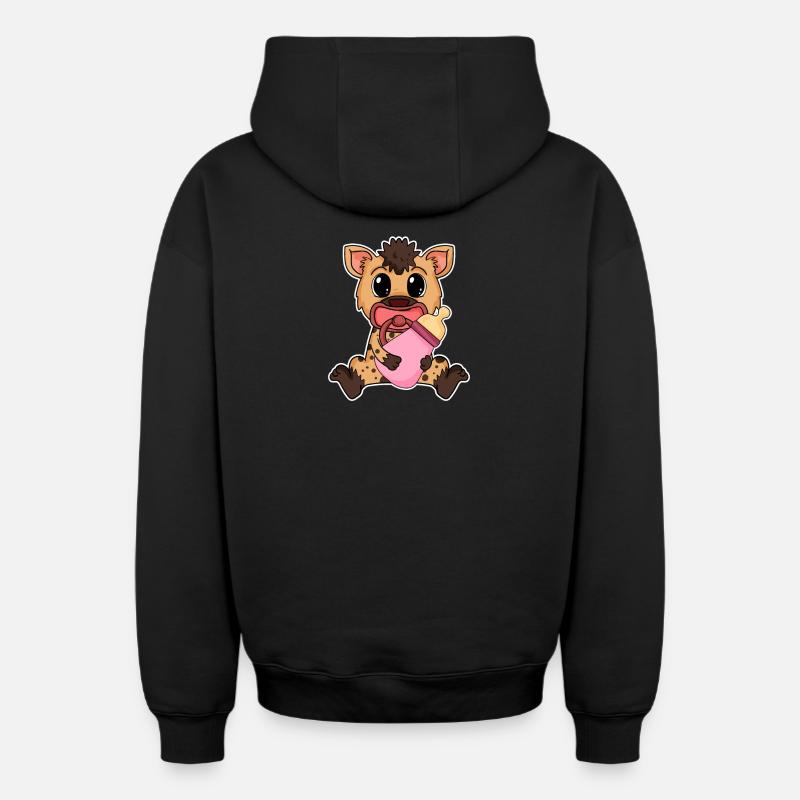 Motif de bébé hyène - Sweat à capuche unisexe zippé oversize épais SPREAD - noir