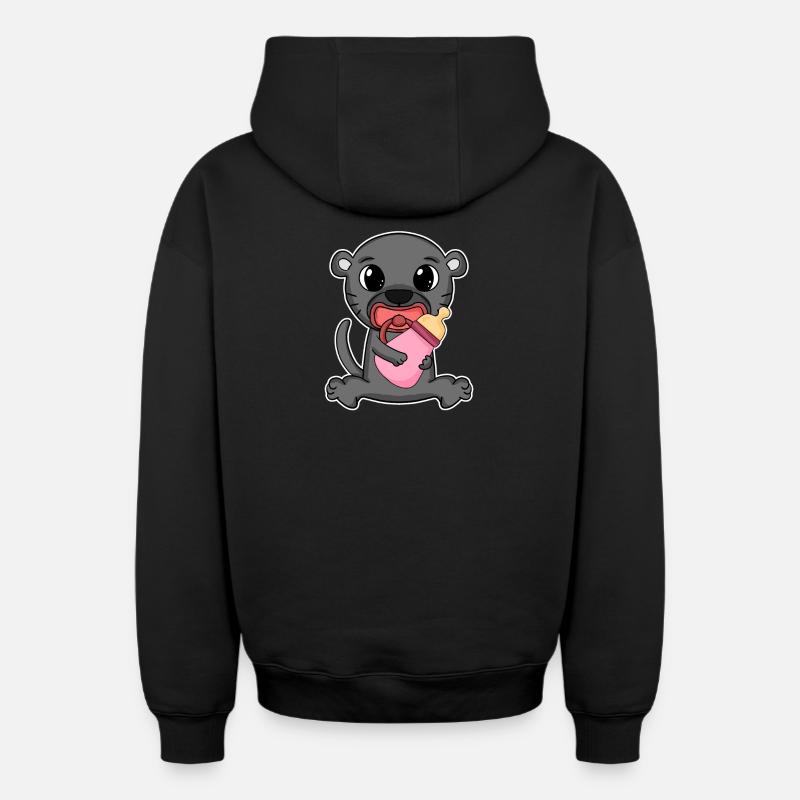 Motif panthère noire bébé - Sweat à capuche unisexe zippé oversize épais SPREAD - noir