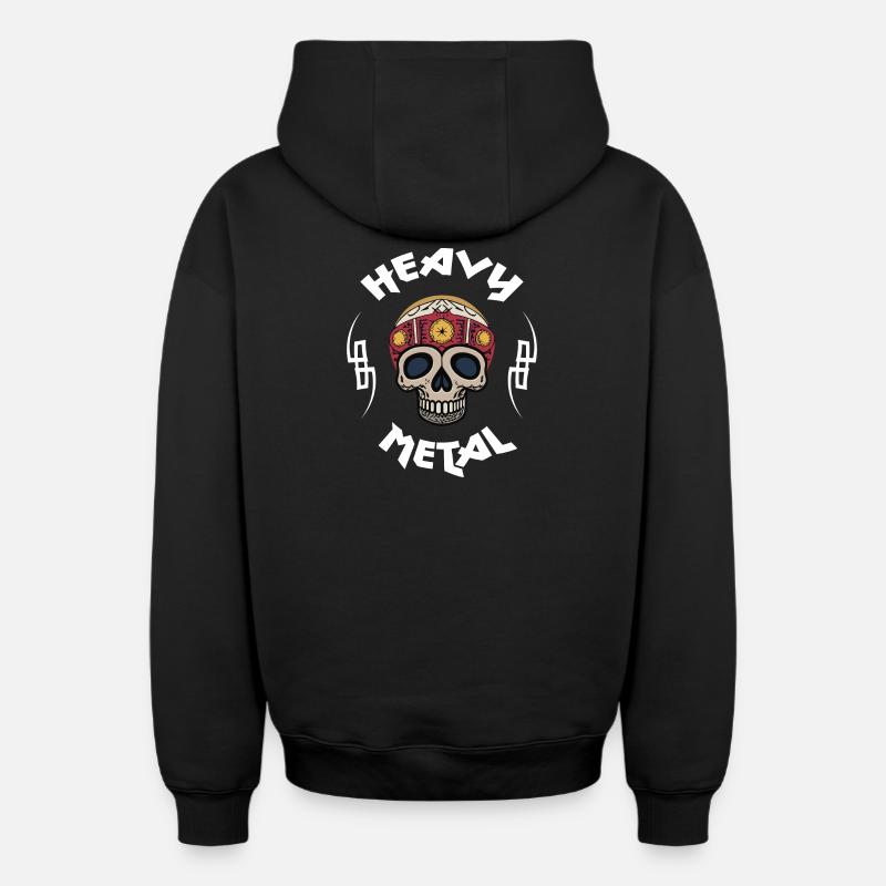 Heavy Metal - Sweat à capuche unisexe zippé oversize épais SPREAD - noir