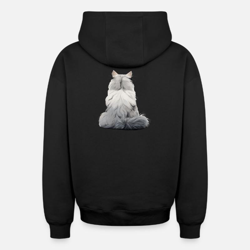 Chat persan - Sweat à capuche unisexe zippé oversize épais SPREAD - noir