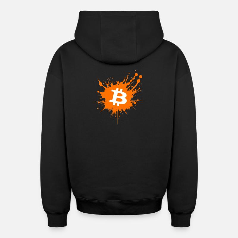Bitcoin Crypto Cryptocurrency Splash - Oversized Heavyweight Unisex Zip Hoodie - Schwarz