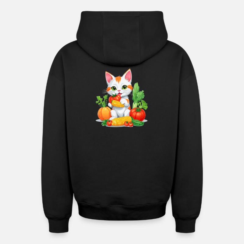 Chat Bio - Sweat à capuche unisexe zippé oversize épais SPREAD - noir