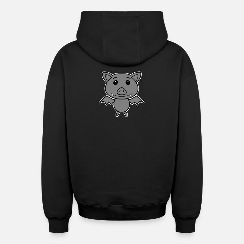Chauve-souris - Sweat à capuche unisexe zippé oversize épais SPREAD - noir