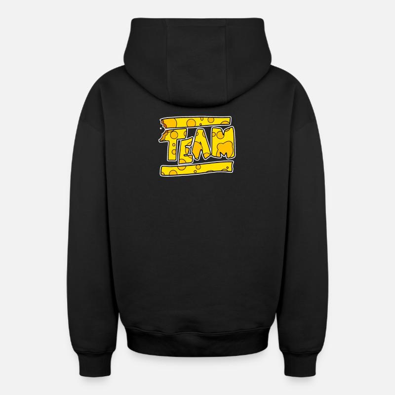 Team Cheese Team Crew - Sweat à capuche unisexe zippé oversize épais SPREAD - noir