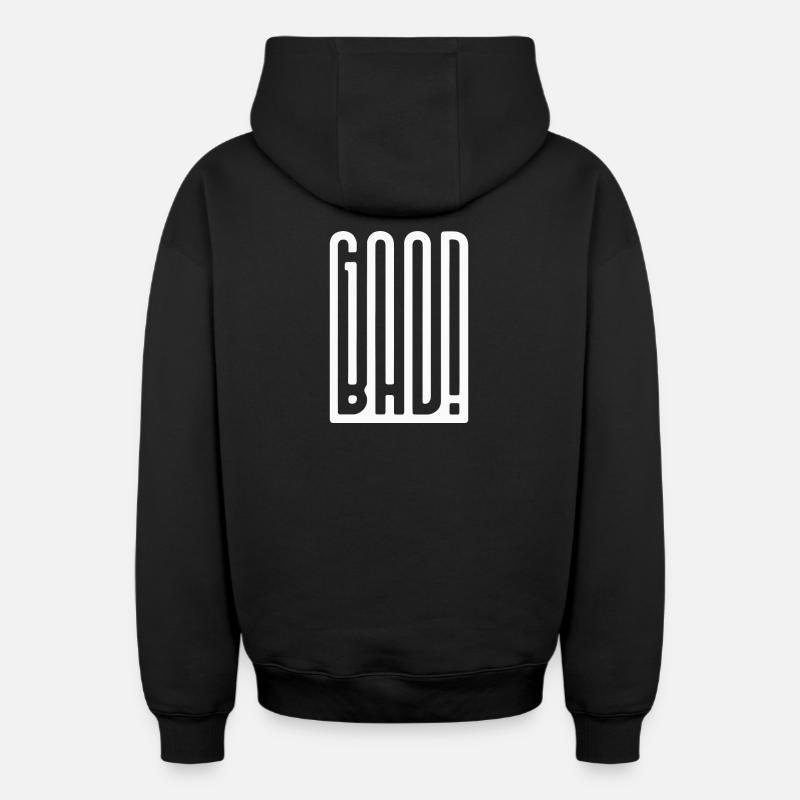 Bon Mauvais - Sweat à capuche unisexe zippé oversize épais SPREAD - noir