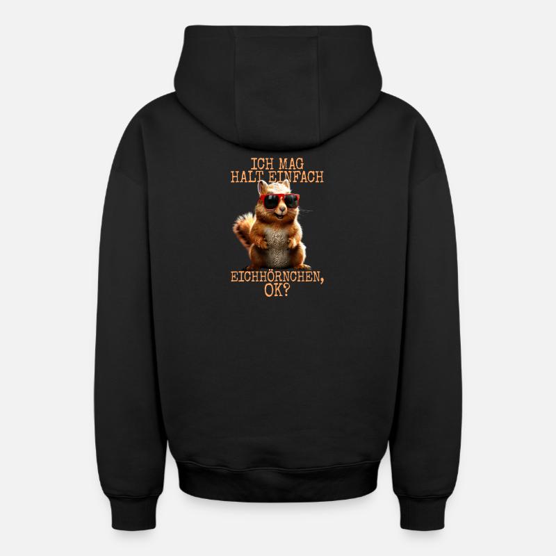 Eichhörnchen Ich Mag Halt Einfach Eichhörnchen - Oversized Heavyweight Unisex Zip Hoodie - Schwarz