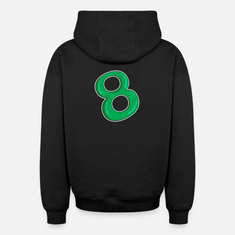 Huit - 8 - Vert - Sweat à capuche unisexe zippé oversize épais SPREAD - noir