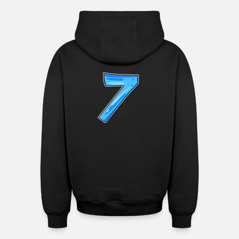7 Nombre - Sweat à capuche unisexe zippé oversize épais SPREAD - noir