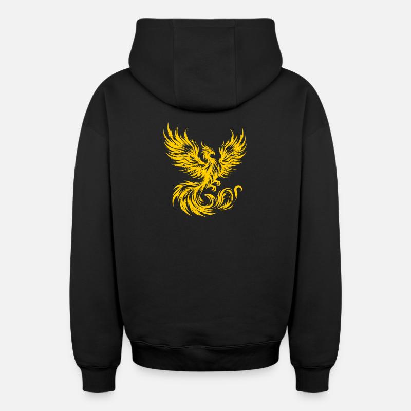 Fire Phoenix - Oversized Heavyweight Unisex Zip Hoodie - black
