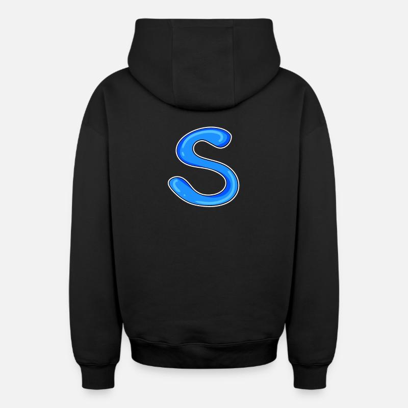 Lettre S Lettre initiale - Sweat à capuche unisexe zippé oversize épais SPREAD - noir
