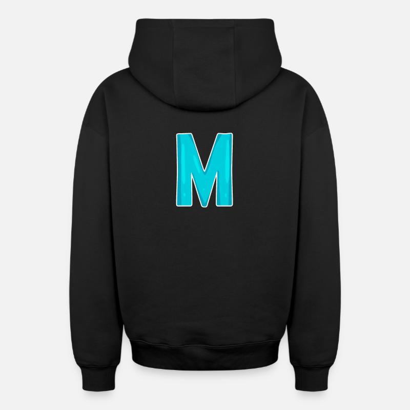 Lettre M Lettre initiale - Sweat à capuche unisexe zippé oversize épais SPREAD - noir