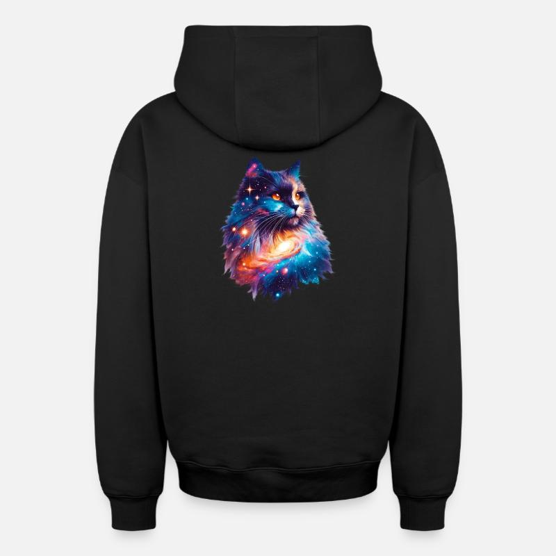 Chat - Sweat à capuche unisexe zippé oversize épais SPREAD - noir
