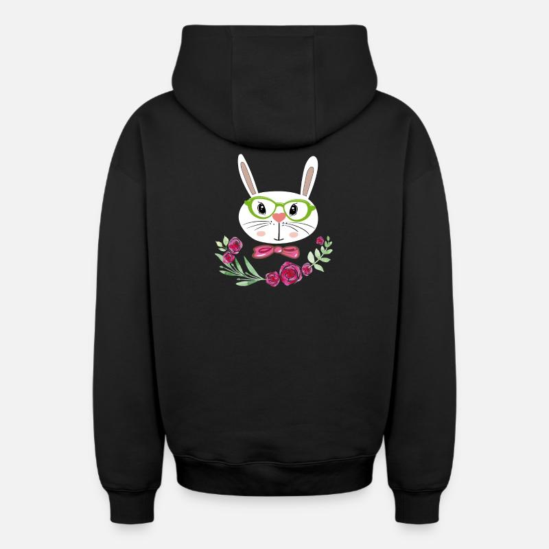 Lapin de Pâques Pâques - Sweat à capuche unisexe zippé oversize épais SPREAD - noir