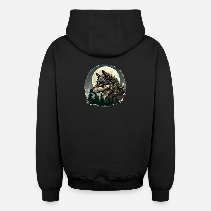 Sang de loup - Sweat à capuche unisexe zippé oversize épais SPREAD - noir