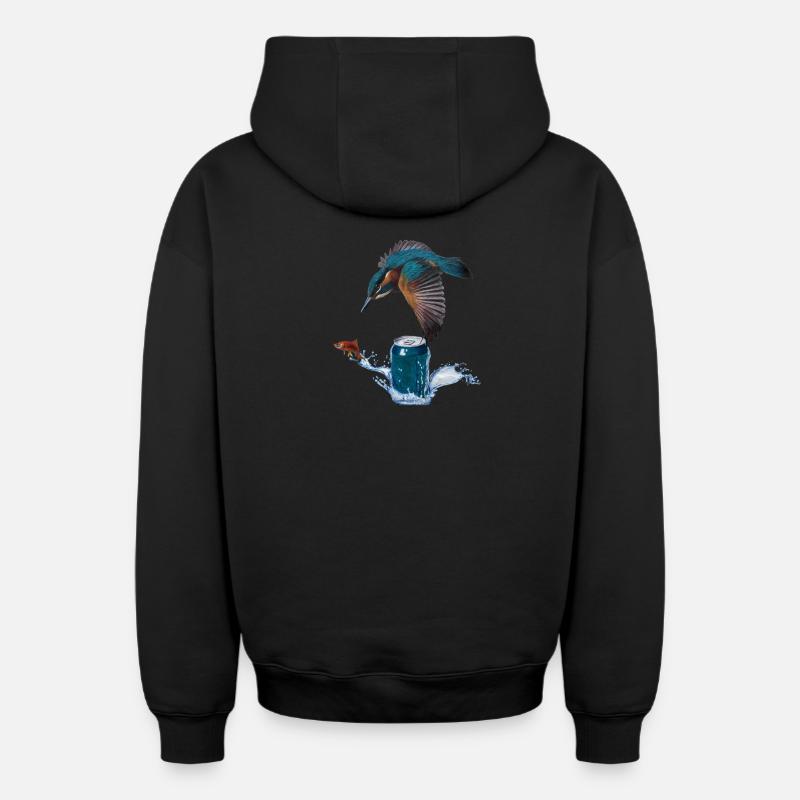 Eisvogel - Oversized Heavyweight Unisex Zip Hoodie - Schwarz