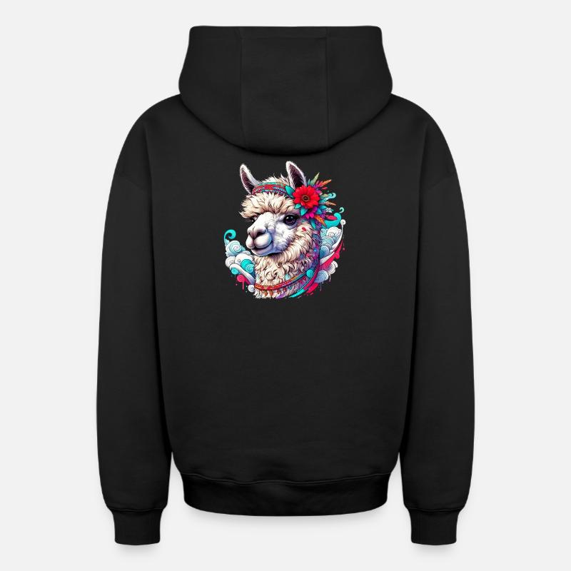 Alpaga - Sweat à capuche unisexe zippé oversize épais SPREAD - noir