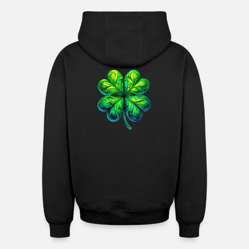 Trèfle à quatre feuilles - Sweat à capuche unisexe zippé oversize épais SPREAD - noir