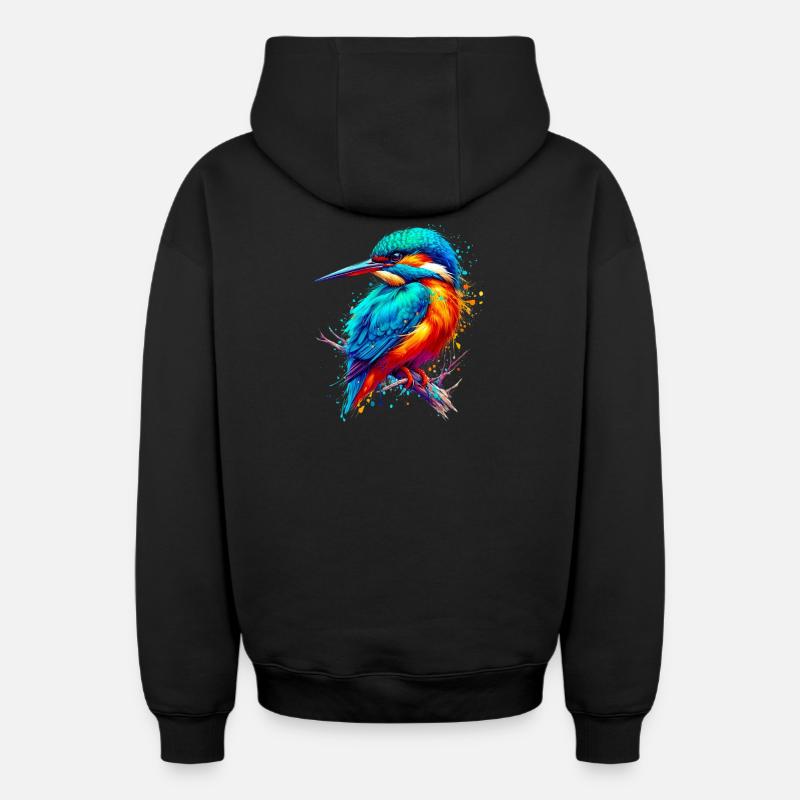 Martin-pêcheur - Sweat à capuche unisexe zippé oversize épais SPREAD - noir