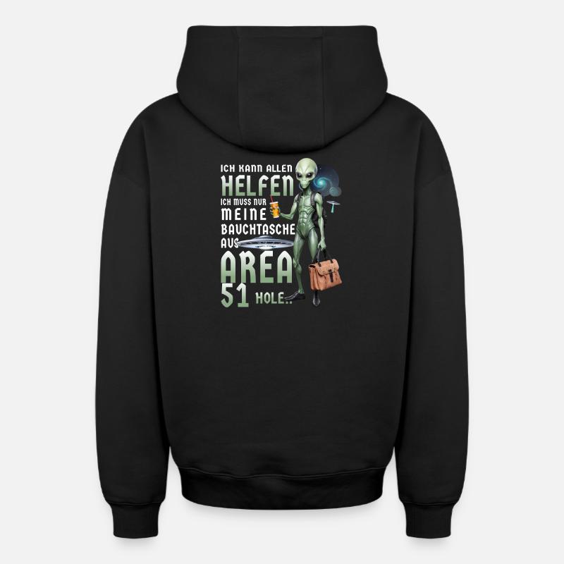 Drôle d’extraterrestre - Sweat à capuche unisexe zippé oversize épais SPREAD - noir