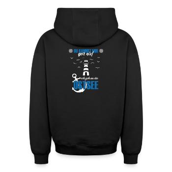 Ostsee - Oversized Heavyweight Unisex Zip Hoodie - Schwarz - Hinten - AI Model Male 185 dark (185cm)