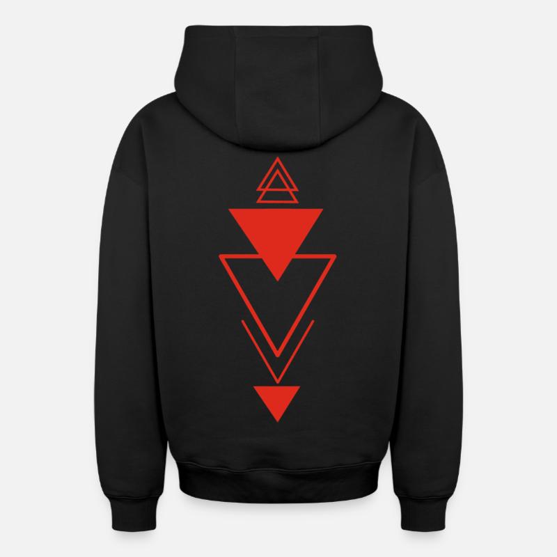 Symbole triangulaire (rouge) - Sweat à capuche unisexe zippé oversize épais SPREAD - noir