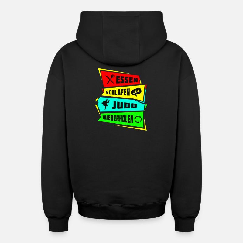 Manger dormir Judo Répéter - Sweat à capuche unisexe zippé oversize épais SPREAD - noir