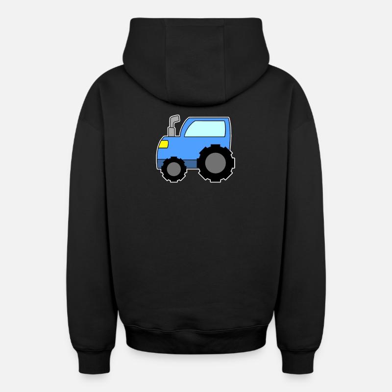 Bleu tracteur - Sweat à capuche unisexe zippé oversize épais SPREAD - noir