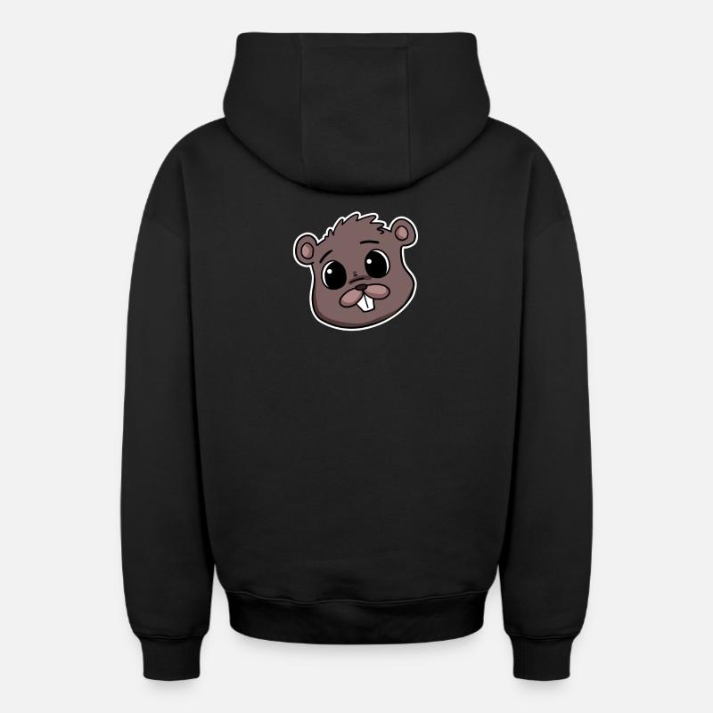 Tête de castor - Sweat à capuche unisexe zippé oversize épais SPREAD - noir