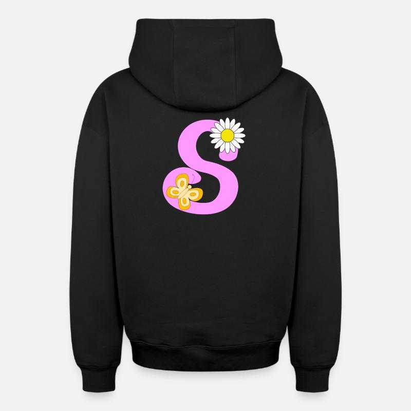 Lettre S - Sweat à capuche unisexe zippé oversize épais SPREAD - noir