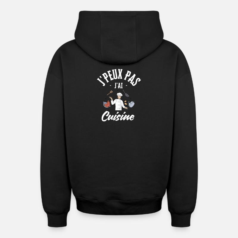 J'peux pas j’ai Cuisine - Sweat à capuche unisexe zippé oversize épais SPREAD - noir