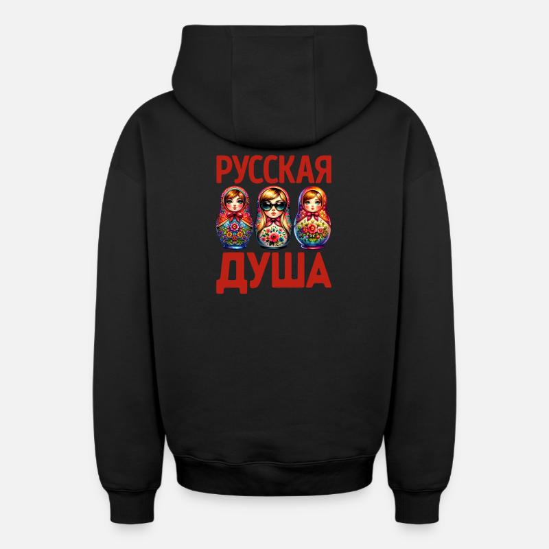 L’âme russe ! Russie Matriochka Russe - Sweat à capuche unisexe zippé oversize épais SPREAD - noir