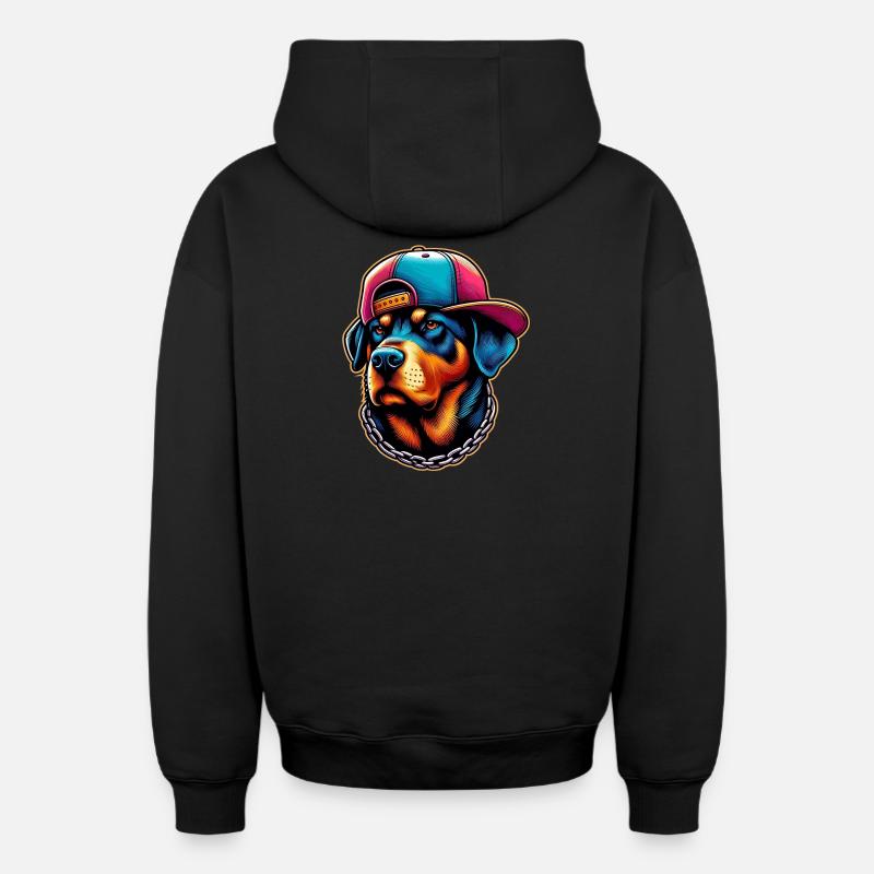 Chien - Sweat à capuche unisexe zippé oversize épais SPREAD - noir
