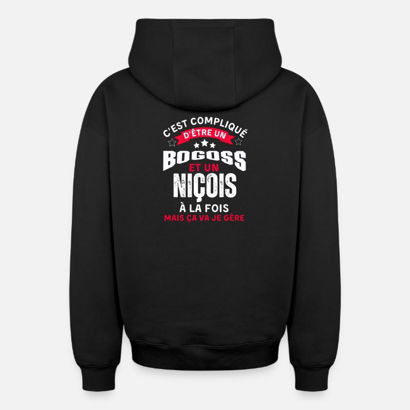 Habitants de Nice - Sweat à capuche unisexe zippé oversize épais SPREAD - noir