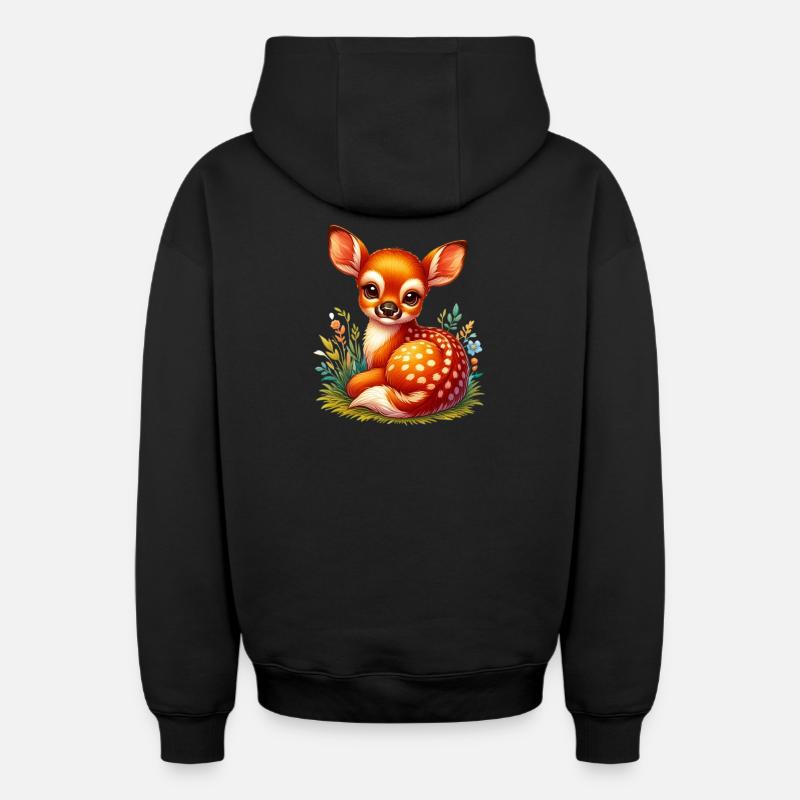Faon - Sweat à capuche unisexe zippé oversize épais SPREAD - noir