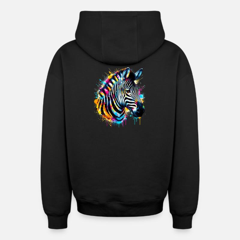 Zèbre - Sweat à capuche unisexe zippé oversize épais SPREAD - noir