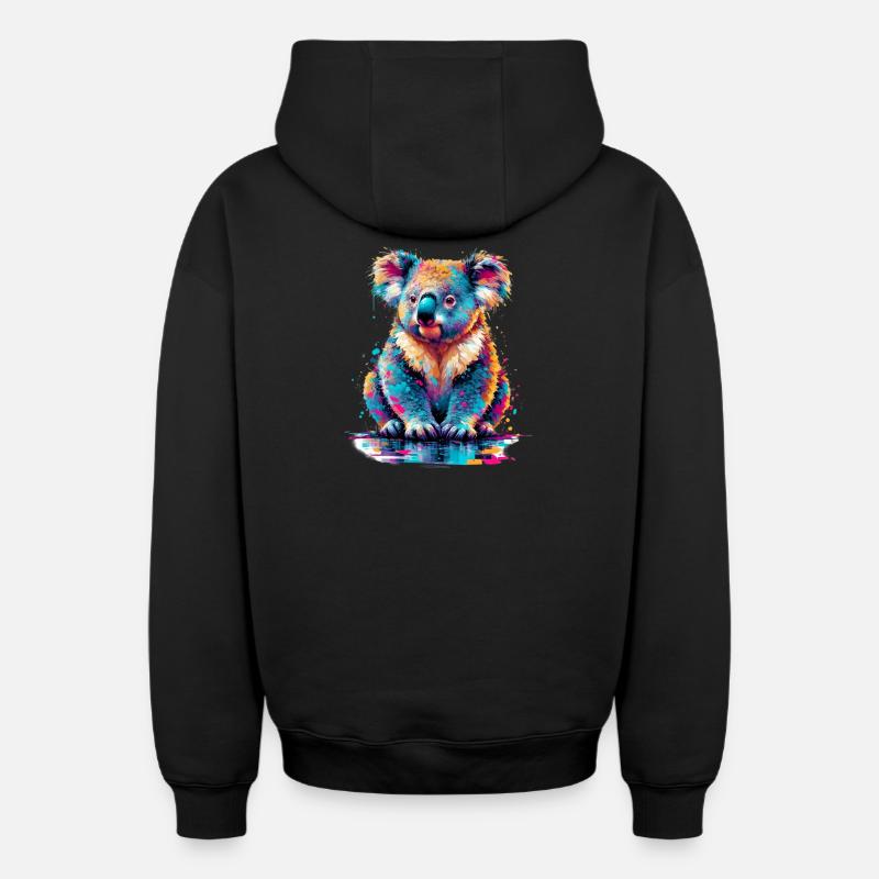 Koala - Sweat à capuche unisexe zippé oversize épais SPREAD - noir