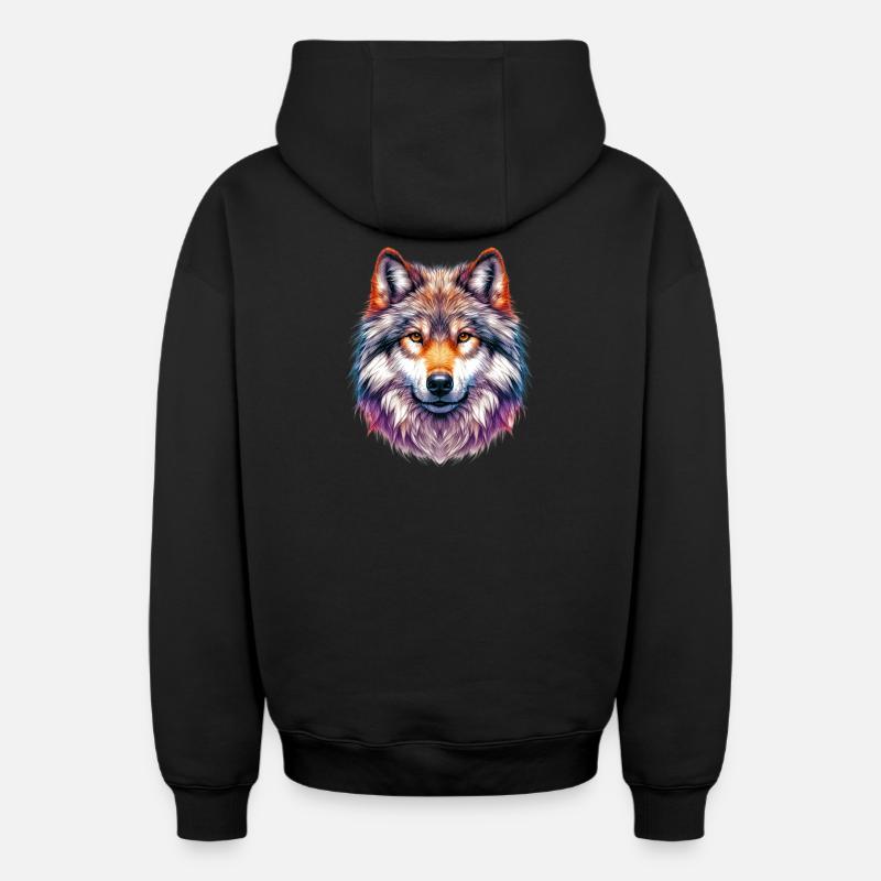 Loup - Sweat à capuche unisexe zippé oversize épais SPREAD - noir